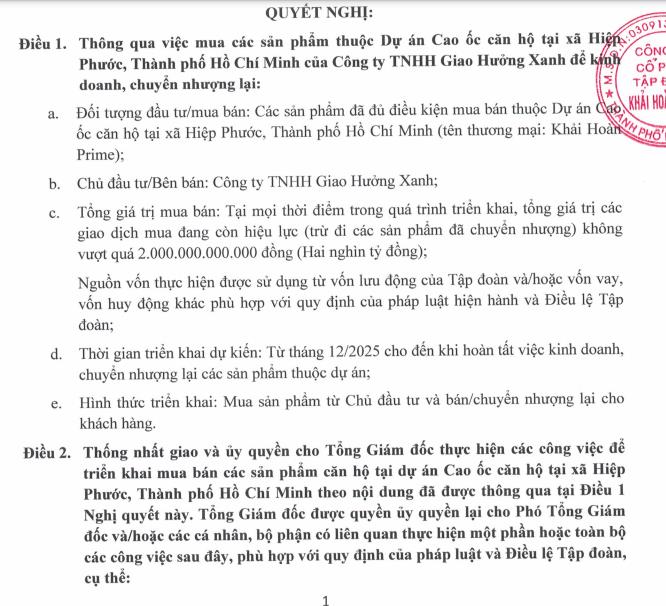Khải Hoàn Land (KHG) muốn 'ôm' hàng tại dự án Khải Hoàn Prime để kinh doanh và bán lại - Ảnh 1