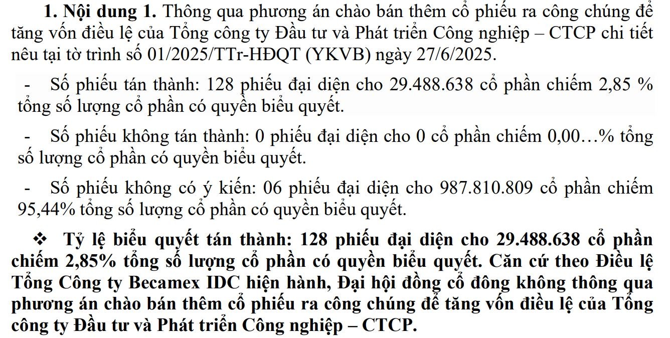 Cổ đông Becamex IDC (BCM) không thông qua kế hoạch chào bán 150 triệu cổ phiếu - Ảnh 1