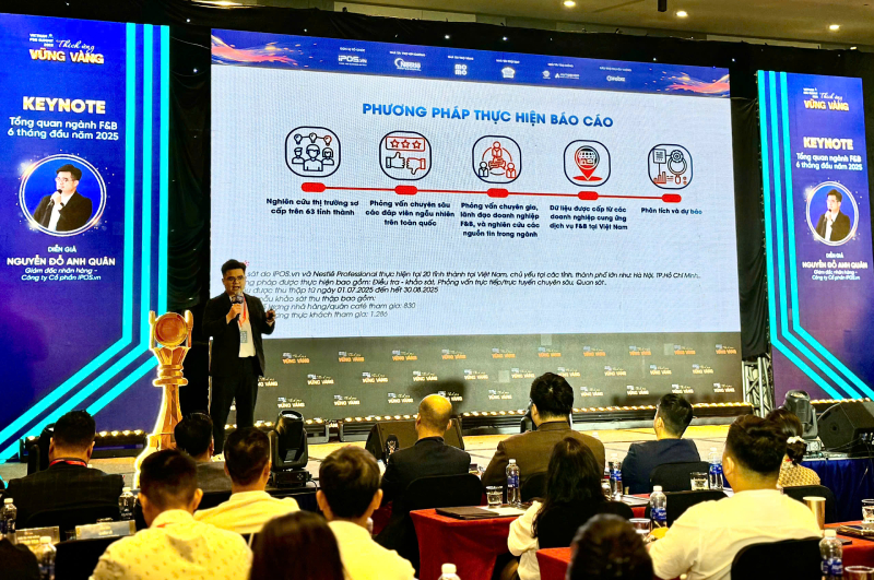 Ông Nguyễn Đỗ Anh Quân - Giám đốc nhãn hàng iPOS.vn đã chia sẻ tổng quan ngành F&B tại Việt Nam 6 tháng đầu năm 2025 tại Vietnam F&B Summit 2025.
