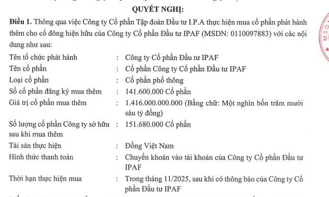 Tập đoàn Đầu tư I.P.A (IPA) muốn phát hành hơn 14.000 trái phiếu để mua thêm cổ phần của IPAF - Ảnh 1