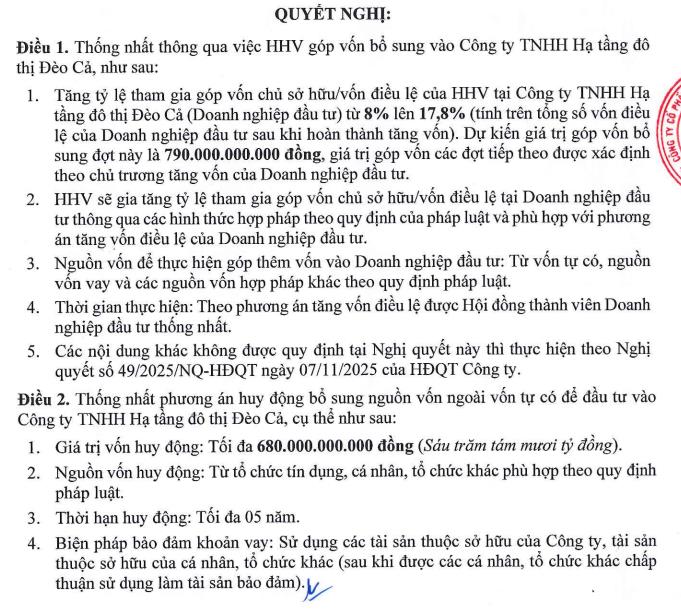 Đầu tư Hạ tầng Giao thông Đèo Cả (HHV) dự kiến đầu tư thêm 790 tỷ đồng vào một doanh nghiệp trong hệ sinh thái - Ảnh 1