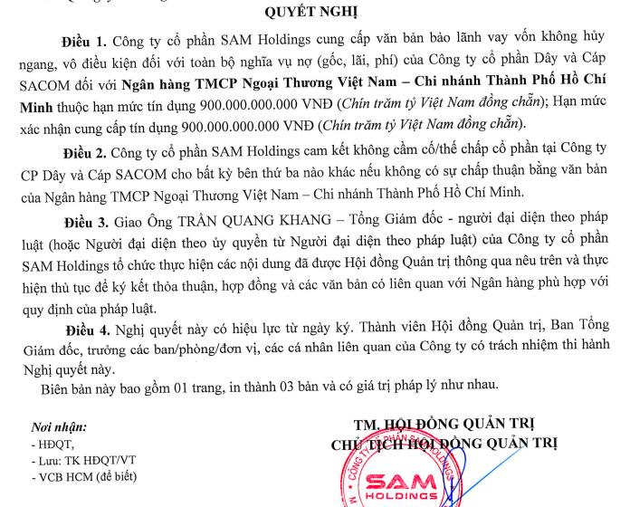 SAM Holdings (SAM): Bảo lãnh cho công ty con vay 1.200 tỷ đồng, lãi 9 tháng giảm hơn 33% - Ảnh 1