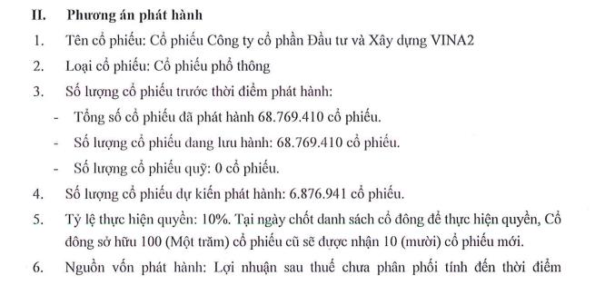 Đầu tư và Xây dựng Vina2 (VC2) sắp phát hành gần 6,9 triệu cổ phiếu trả cổ tức - Ảnh 1
