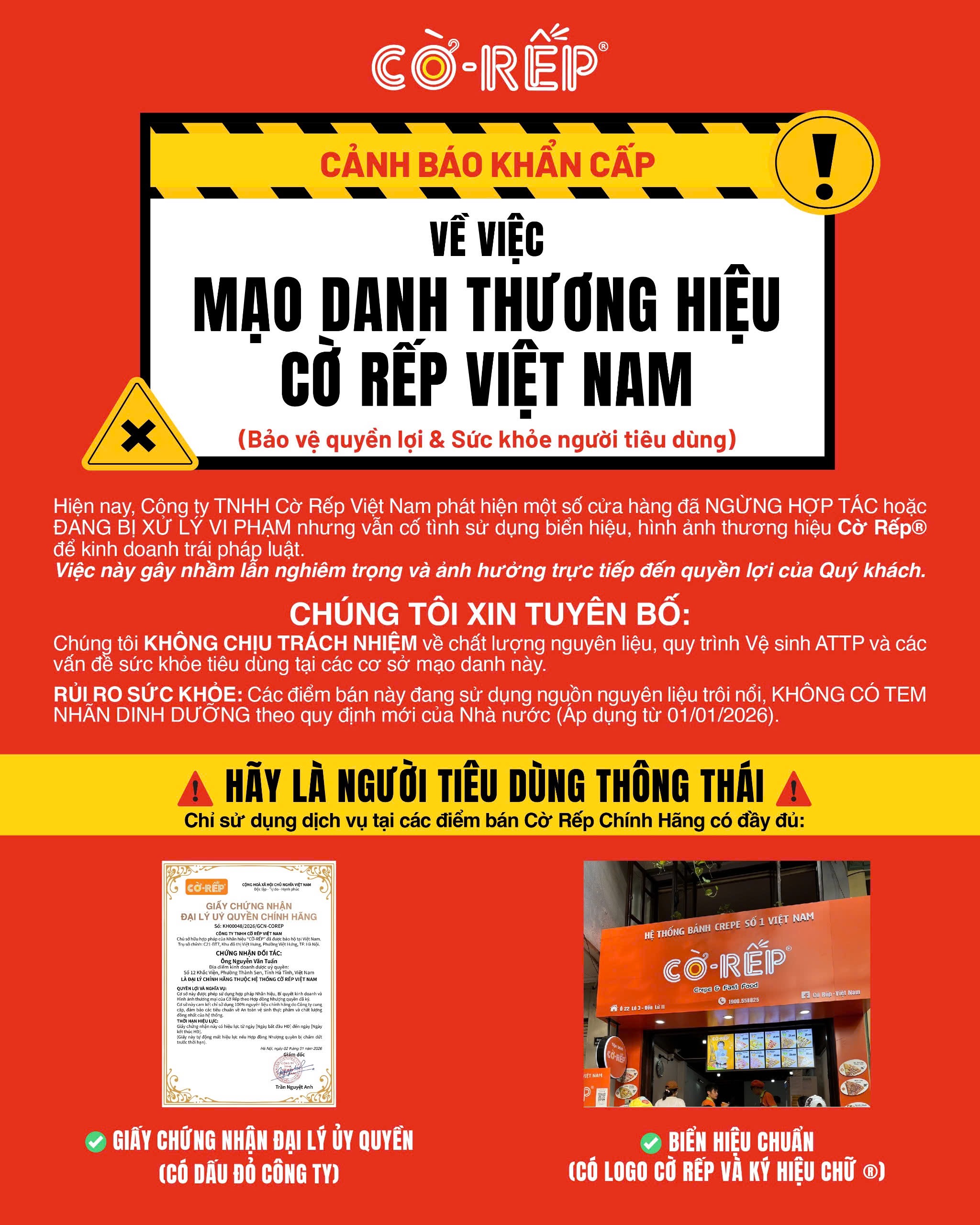 Cờ Rếp Việt Nam xử lý nghiêm các cơ sở vi phạm nhượng quyền và mạo danh thương hiệu - Ảnh 4