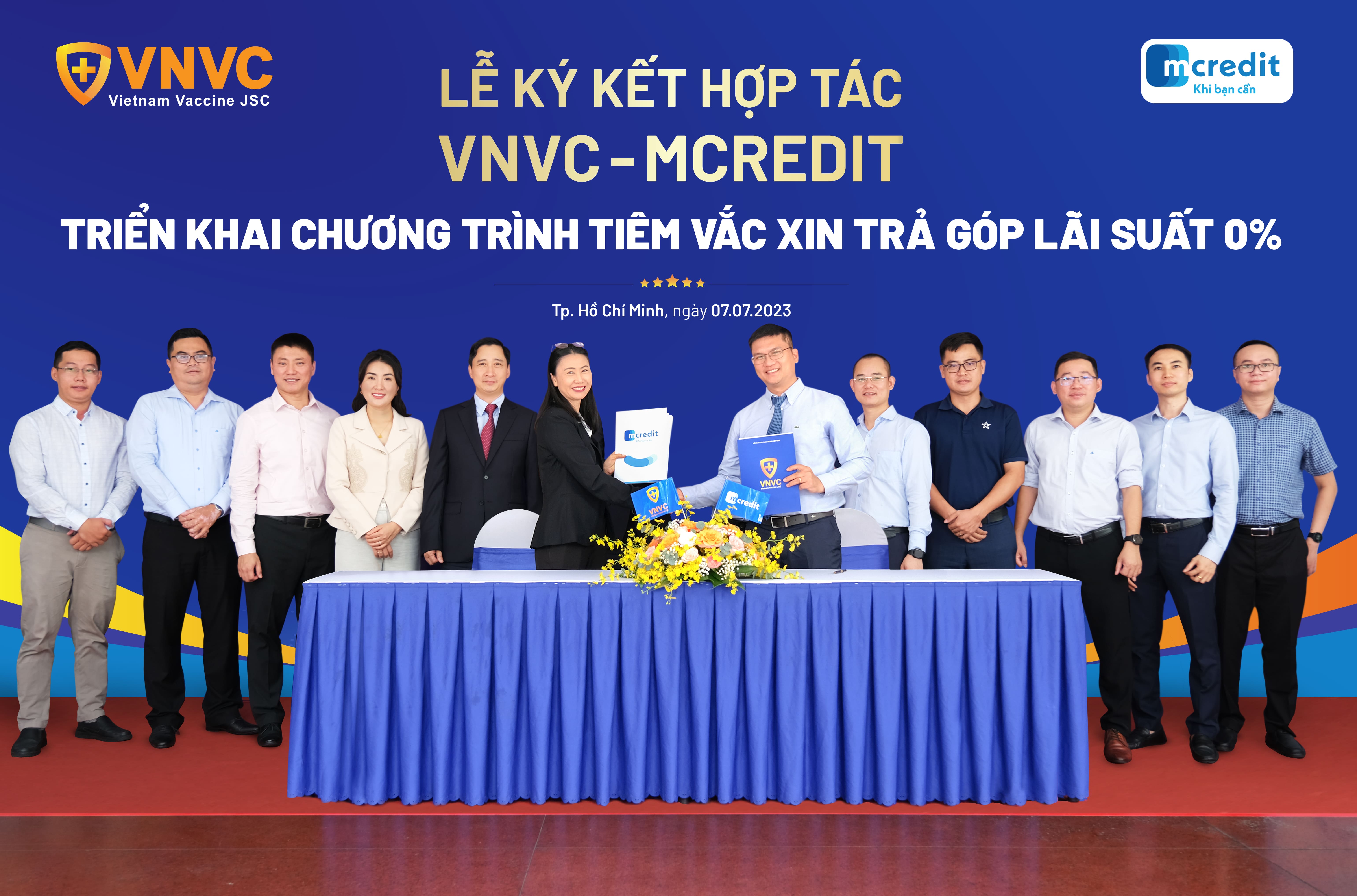 VNVC và Mcredit hợp tác tri&ecirc;̉n khai chương trình ti&ecirc;m vắc-xin trả góp lãi su&acirc;́t 0% từ ngày 07/07/2023.