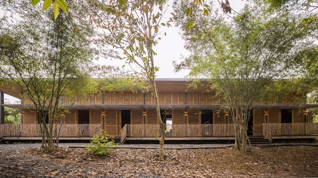 M&#225;i nh&#224; bằng trấu trộn, tường gạch phủ v&#244;i tự nhi&#234;n trong dự &#225;n &#39;lớp học xanh&#39; - Ảnh 1