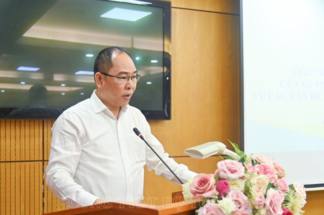 Đồng ch&iacute; Phan Đăng Ki&ecirc;n, Ph&oacute; Vụ trưởng Vụ Con nu&ocirc;i&nbsp;b&aacute;o c&aacute;o t&oacute;m tắt kết quả c&ocirc;ng t&aacute;c. &nbsp;