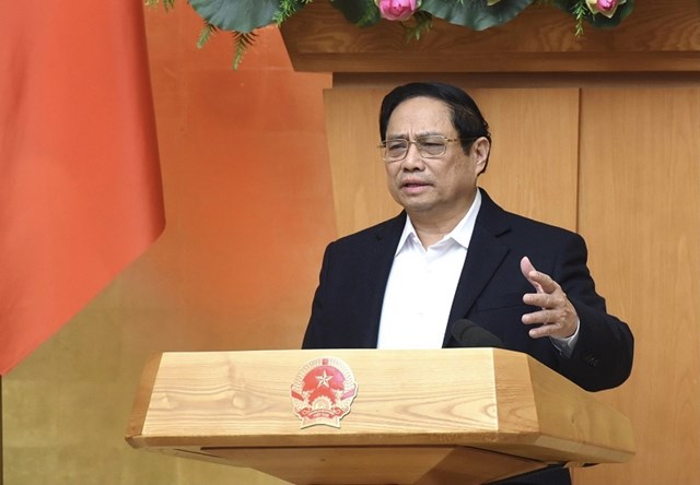 Thủ tướng Ch&iacute;nh phủ Phạm Minh Ch&iacute;nh ph&aacute;t biểu tại phi&ecirc;n họp.