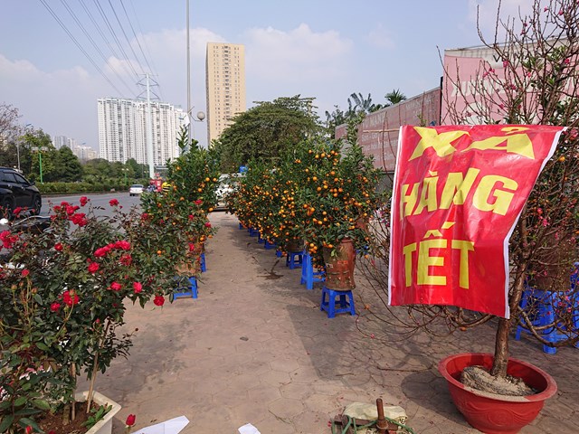 Mặc d&ugrave; mới 24 tết, nhiều tiểu thương đ&atilde; treo biển "xả h&agrave;ng" để ch&agrave;o mời kh&aacute;ch - Ảnh: Dương Liễu