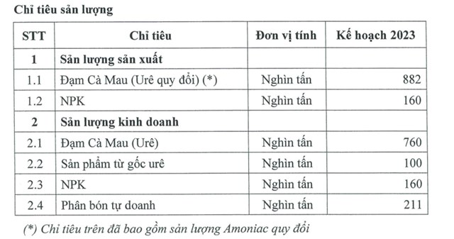 Đạm C&#224; Mau (DCM) đặt mục ti&#234;u l&#227;i 2023 ở mức 1.383 tỷ đồng, chỉ bằng 1/3 thực hiện năm trước - Ảnh 1