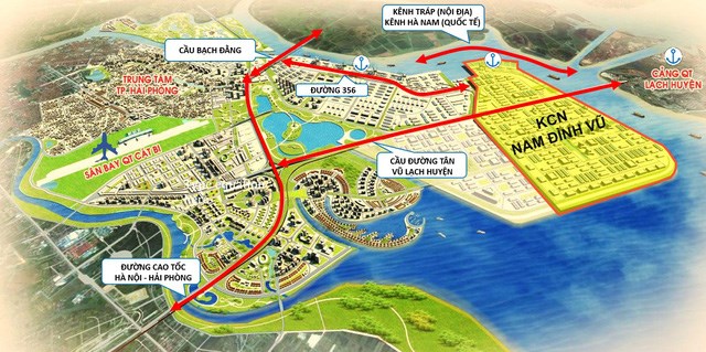 Vị tr&iacute; thuận lợi của khu c&ocirc;ng nghiệp Nam Đ&igrave;nh Vũ