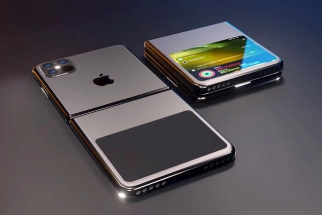 Một bản dựng iPhone m&agrave;n h&igrave;nh gập dựa tr&ecirc;n những tin đồn gần đ&acirc;y.