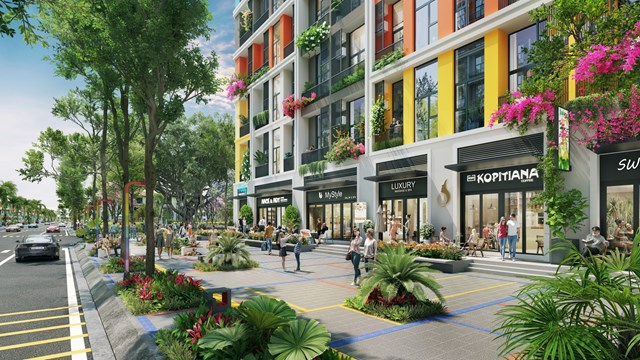 D&ograve;ng sản phẩm nh&agrave; phố, shophouse khối đế sở hữu lợi thế thương mại vượt trội (Ảnh phối cảnh minh họa: Sun Property) &nbsp;