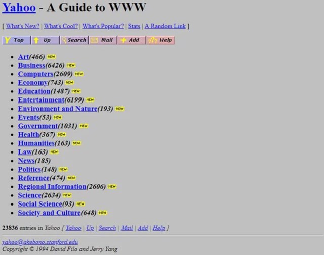 Yahoo xuất ph&aacute;t từ một trang web danh bạ