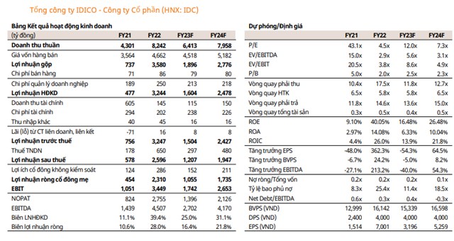 Chứng kho&aacute;n Mirae Asset dự ph&oacute;ng kết quả kinh doanh của Idico năm 2023&nbsp;