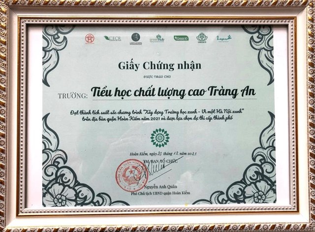 Trường Tiểu học Tr&#224;ng An đạt th&#224;nh t&#237;ch Xuất sắc trong chương tr&#236;nh “X&#226;y dựng trường học xanh - V&#236; một H&#224; Nội xanh” tr&#234;n địa b&#224;n quận Ho&#224;n Kiếm - Ảnh 18