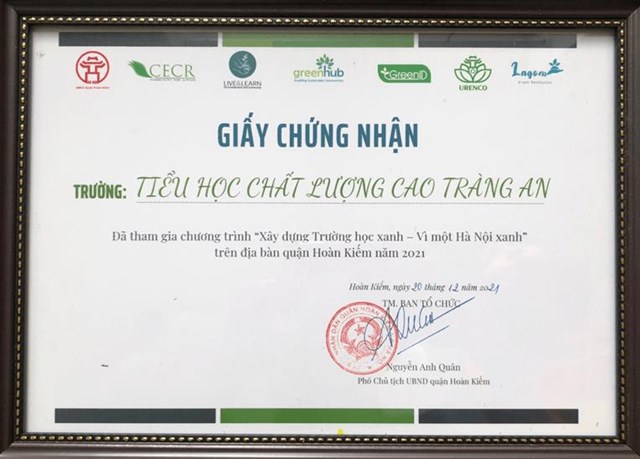 Trường Tiểu học Tr&#224;ng An đạt th&#224;nh t&#237;ch Xuất sắc trong chương tr&#236;nh “X&#226;y dựng trường học xanh - V&#236; một H&#224; Nội xanh” tr&#234;n địa b&#224;n quận Ho&#224;n Kiếm - Ảnh 19