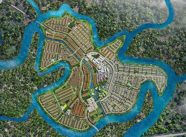 Địa thế đảo được bao bọc bởi s&ocirc;ng nước đem đến lợi thế sinh th&aacute;i hiếm c&oacute; cho đ&ocirc; thị đảo Phượng Ho&agrave;ng