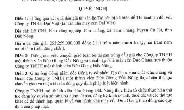 H&#243;a chất Đức Giang (DGC) mua lại nh&#224; m&#225;y bị k&#234; bi&#234;n tại Đắk N&#244;ng - Ảnh 1