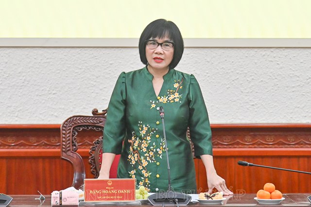Thứ trưởng Bộ Tư ph&aacute;p Đặng Ho&agrave;ng Oanh kết luận phi&ecirc;n họp. &nbsp;