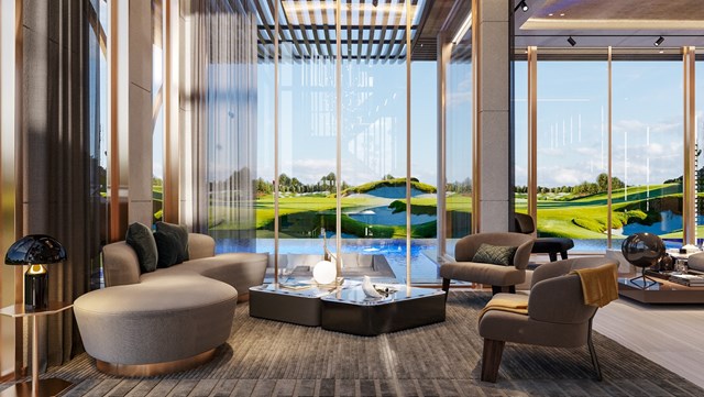 Bi&ecirc;̣t thự golf nhanh chóng &ldquo;h&acirc;́p d&acirc;̃n&rdquo; thủ m&ocirc;n 9X với thảm cỏ xanh mướt ngay từ b&acirc;̣c th&ecirc;̀m nhà. Ảnh nhà m&acirc;̃u PGA Golf Villas &ndash; NovaWorld Phan Thiet.