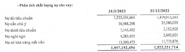 Nguồn: Thuyết minh B&aacute;o c&aacute;o t&agrave;i ch&iacute;nh Q1.2023 &nbsp;