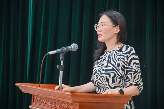 Ph&oacute; Vụ trưởng Vụ Ph&aacute;p luật quốc tế Phạm Hồ Hương ph&aacute;t biểu tại Hội thảo