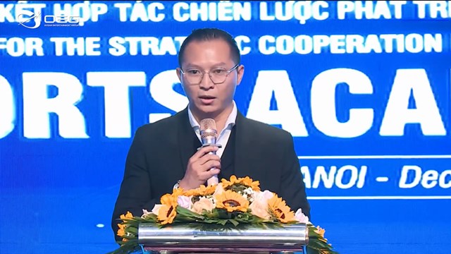 Đại diện OEG ph&aacute;t biểu trong sự kiện Lễ k&yacute; kết chiến lược OEG với The Match Lab&nbsp;v&agrave; kdKOO đ&agrave;o tạo Esport Academy. Nguồn: TL