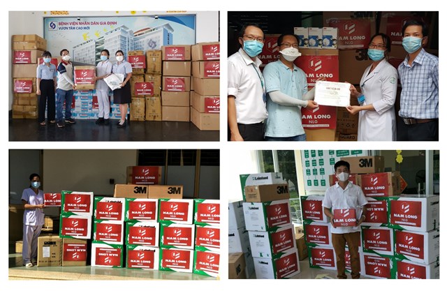 Tập đo&agrave;n Nam Long đ&atilde; nhanh ch&oacute;ng tiếp trợ cho đội ngũ y b&aacute;c sĩ đang l&agrave;m việc tại Bệnh viện Bệnh Nhiệt Đới, Nhi Đồng 2, Gia Định, BV D&atilde; chiến điều trị Covid Cần Giờ, Củ Chi với số lượng 5.000 bộ ph&ograve;ng hộ, 15.000 găng tay, m&aacute;y thở v&agrave; thức uống tăng cường sức khoẻ.