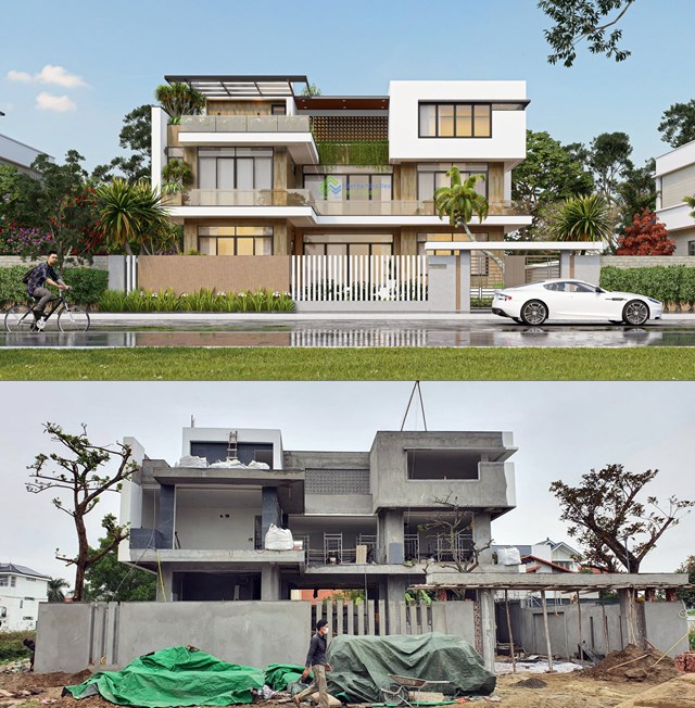 C&ocirc;ng tr&igrave;nh đang được thi c&ocirc;ng bởi đội ngũ GreenVina.