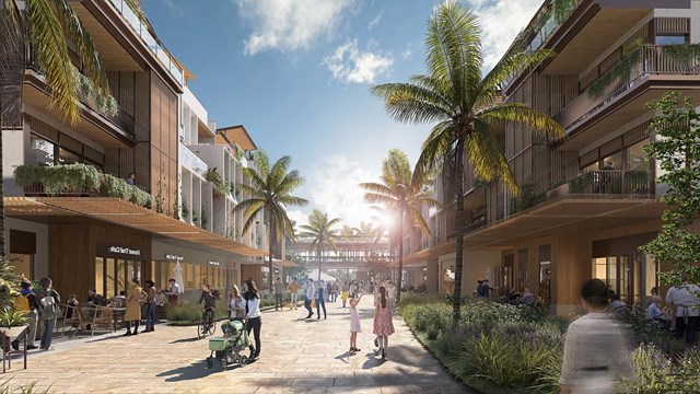 Paradise Walk l&agrave; ph&acirc;n khu đầu ti&ecirc;n được giới thiệu của Sun Festival Avenue. Ảnh phối cảnh minh họa