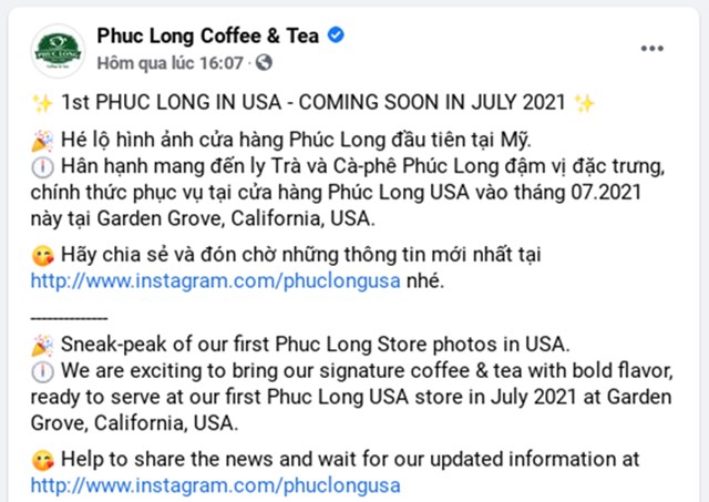 Vừa được Masan r&#243;t vốn, Ph&#250;c Long lập tức tuy&#234;n bố mở cửa h&#224;ng đầu ti&#234;n tại Mỹ - Ảnh 1