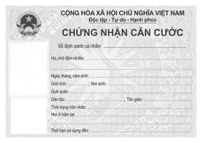 Mặt trước của giấy chứng nhận căn cước được cấp cho người gốc Việt Nam chưa x&aacute;c định được quốc tịch đang sinh sống tại Việt Nam từ ng&agrave;y 1/7/2024.