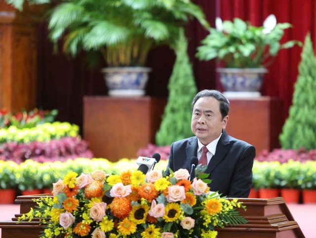 Chủ tịch Quốc hội Trần Thanh Mẫn ph&aacute;t biểu tại buổi lễ.