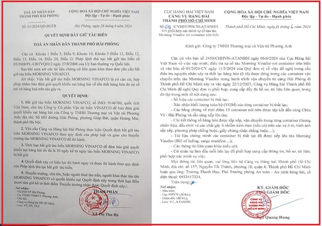 L&#224;m rơi 42 xe &#244; t&#244; xuống biển, t&#224;u biển Morning Vinafco bị t&#242;a &#225;n Hải Ph&#242;ng ph&#225;t lệnh bắt giữ - Ảnh 1