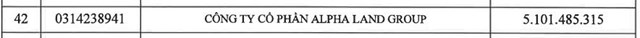 AlphaLand Group nợ thuế hơn 5,1 tỷ đồng