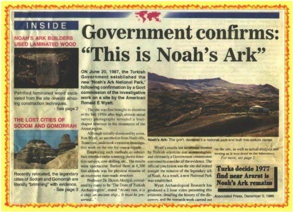 Tờ b&aacute;o lớn nhất Thổ Nhĩ Kỳ: Ch&iacute;nh phủ x&aacute;c nhận: &ldquo;Đ&acirc;y l&agrave; t&agrave;u Noah&rdquo;.