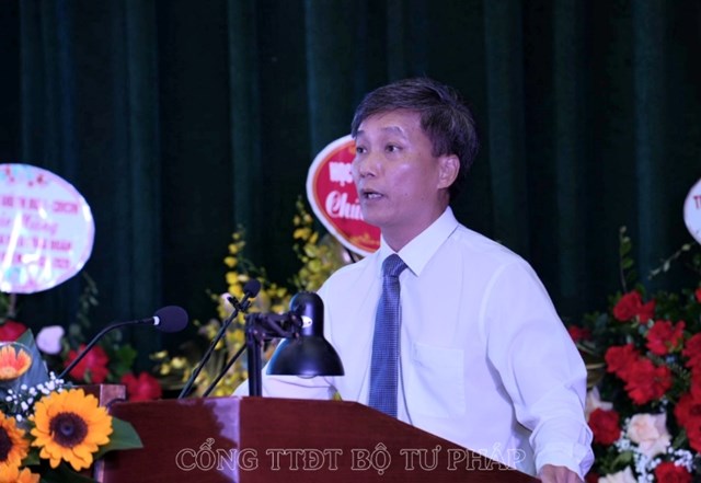 Ph&oacute; B&iacute; Thư Ban c&aacute;n sự Đảng, Thứ trưởng Bộ Tư ph&aacute;p Nguyễn Kh&aacute;nh Ngọc ph&aacute;t biểu chỉ đạo tại Đại hội