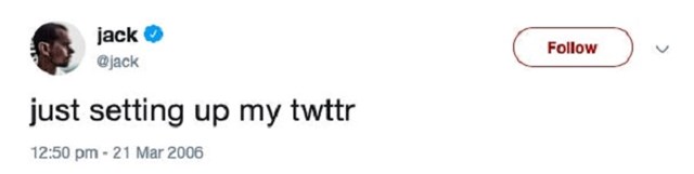 Ng&agrave;y 21/3/2006, Dorsey đăng d&ograve;ng tweet đầu ti&ecirc;n v&agrave; đặt t&ecirc;n t&agrave;i khoản đơn giản l&agrave; "@jack&rdquo;. &Ocirc;ng c&ugrave;ng 2 đồng s&aacute;ng lập Evan Williams v&agrave; Biz Stone đ&atilde; chi 7.000 USD để mua t&ecirc;n miền cho Twitter. Năm đ&oacute;, Dorsey 30 tuổi v&agrave; đảm nhận vai tr&ograve; CEO của c&ocirc;ng ty n&agrave;y.