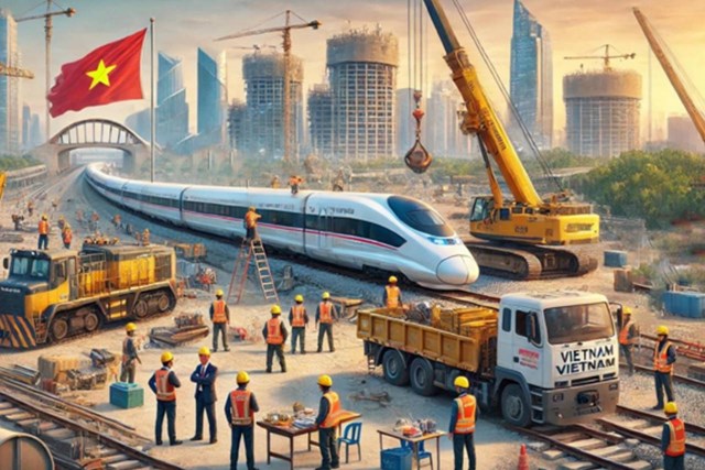 Công tác giải phóng mặt bằng được triển khai bài bản, đồng bộ, tạo điều kiện thuận lợi cho việc sớm triển khai dự án đường sắt tốc độ cao Bắc - Nam. (Ảnh minh họa: AI)