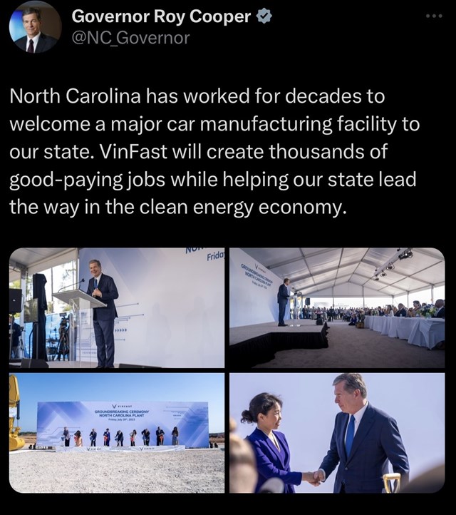 Thống đốc Roy Cooper chia sẻ tr&ecirc;n Twitter. &nbsp;