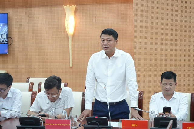 Tổng gi&aacute;m đốc BIDV L&ecirc; Ngọc L&acirc;m th&ocirc;ng tin về hoạt động của BIDV - Ảnh: VGP/HT
