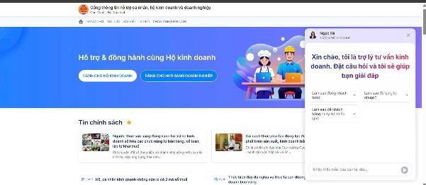 Chatbot tư vấn ph&aacute;t triển kinh doanh, cung cấp kiến thức hữu &iacute;ch cho c&aacute; nh&acirc;n, hộ kinh doanh v&agrave; doanh nghiệp.