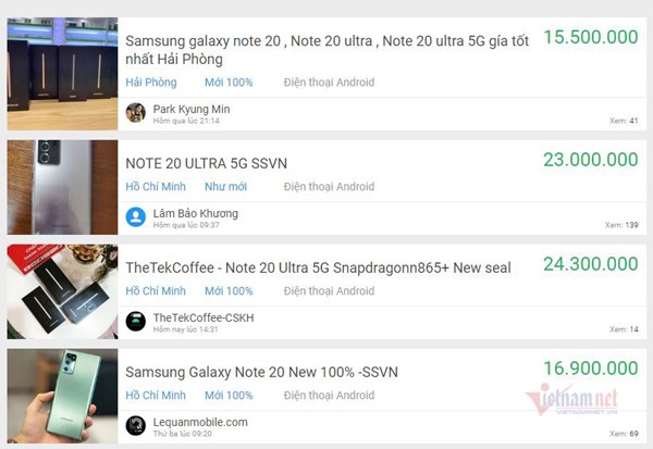 D&ugrave; chỉ vừa ra mắt, h&agrave;ng loạt b&agrave;i đăng rao b&aacute;n Galaxy Note 20 đ&atilde; xuất hiện với gi&aacute; b&aacute;n rất rẻ.