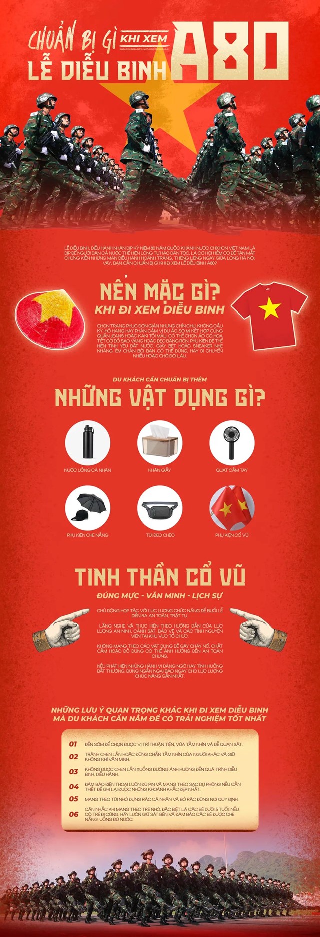 Đi xem lễ diễu binh, diễu h&agrave;nh A80, người d&acirc;n n&ecirc;n chuẩn bị những g&igrave;? (Ảnh: VGP).