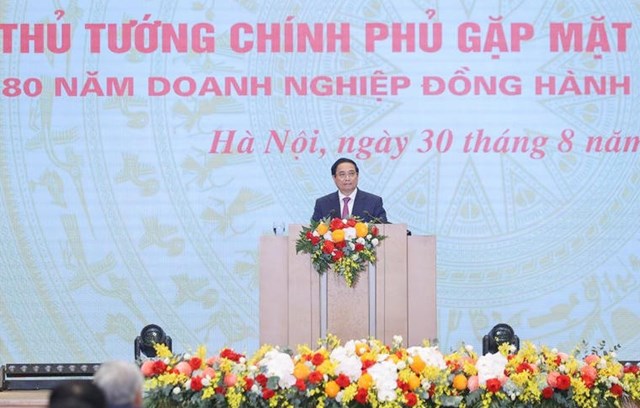 Thủ tướng Phạm Minh Chính phát biểu tại Hội nghị gặp mặt. Ảnh: VGP