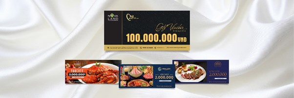 Bốn loại phiếu qu&agrave; tặng Novaland d&agrave;nh tặng kh&aacute;ch h&agrave;ng nh&acirc;n dịp kỷ niệm năm th&agrave;nh lập