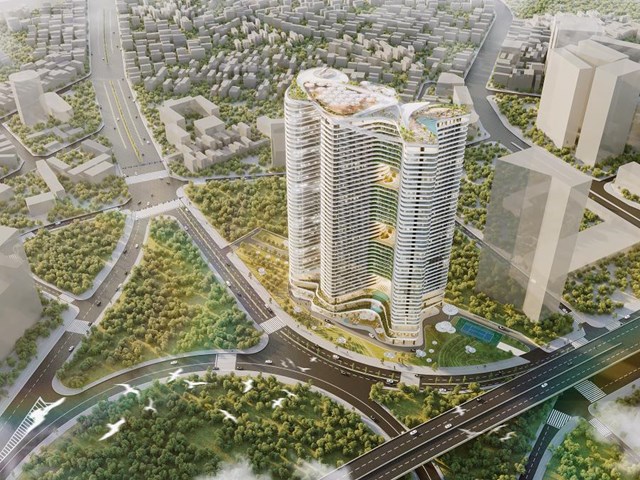 Dự &aacute;n grandeur Palace - Phạm H&ugrave;ng được thiết kế lấy cảm hứng từ th&aacute;c Bản Giốc v&agrave; ruộng bậc thang,