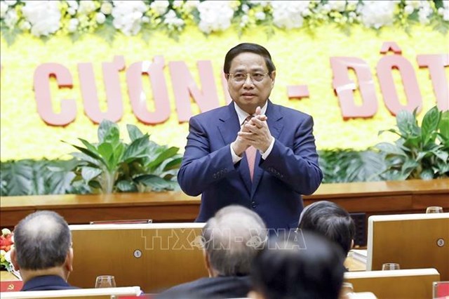 Đồng ch&iacute; Phạm Minh Ch&iacute;nh, Ủy vi&ecirc;n Bộ Ch&iacute;nh trị, B&iacute; thư Đảng ủy Ch&iacute;nh phủ, Thủ tướng Ch&iacute;nh phủ dự Đại hội. Ảnh: Do&atilde;n Tấn/ TTXVN