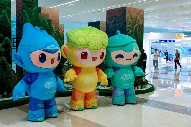 Ba linh vật của Asiad 19 (Ảnh: Internet). &nbsp;
